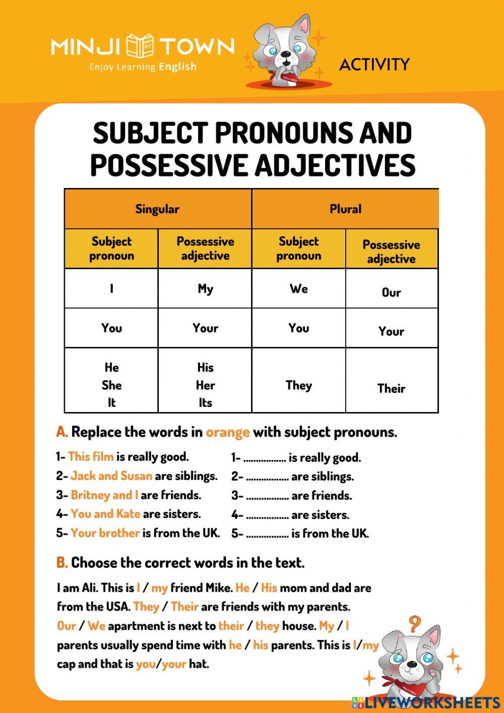 Possessive adjectives