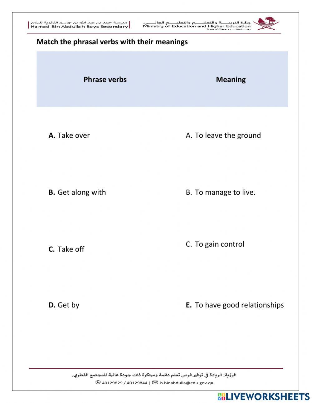 Grade 11 Vocabulary 3b  Matching