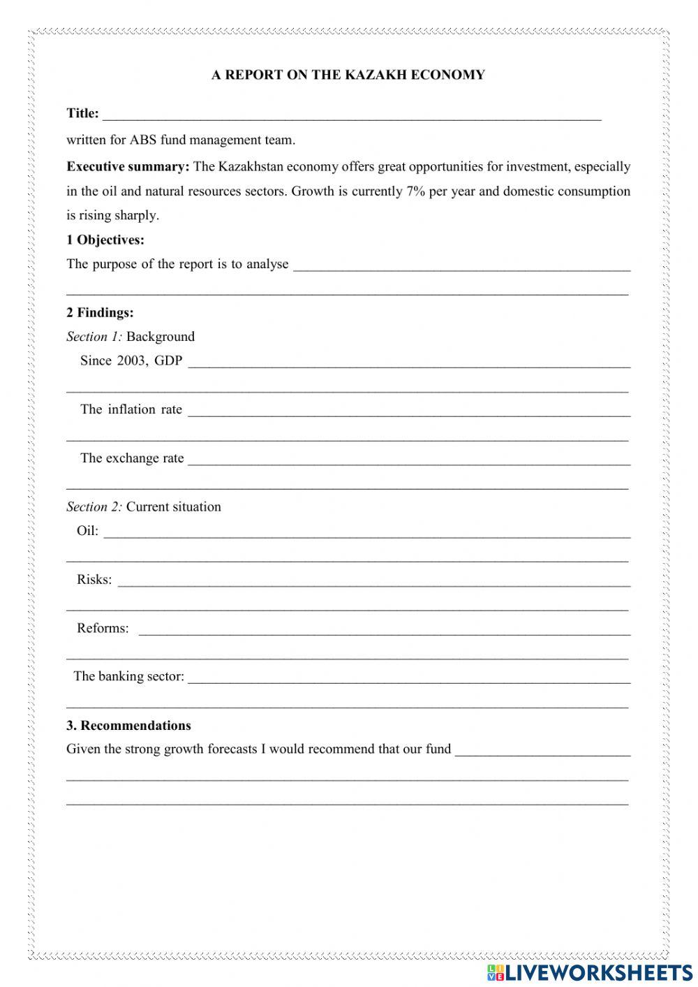 Report on Kazakh economy