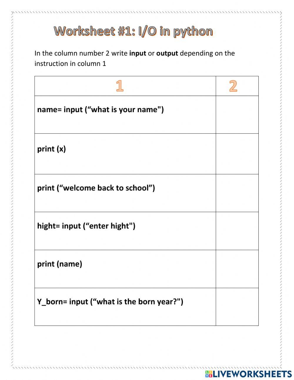 2153650 | Python | sarahbat | LiveWorksheets