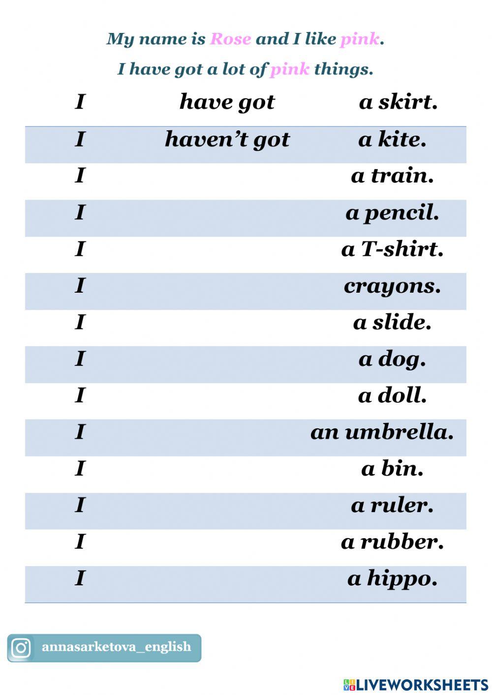 Have got and haven't got