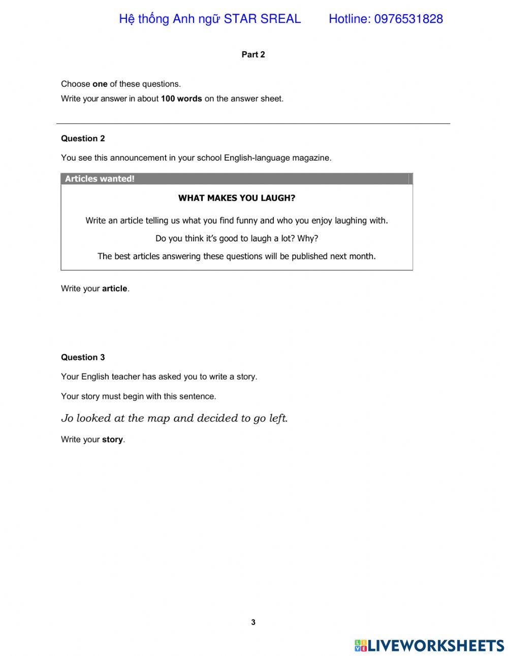 B1 writing worksheet live worksheets