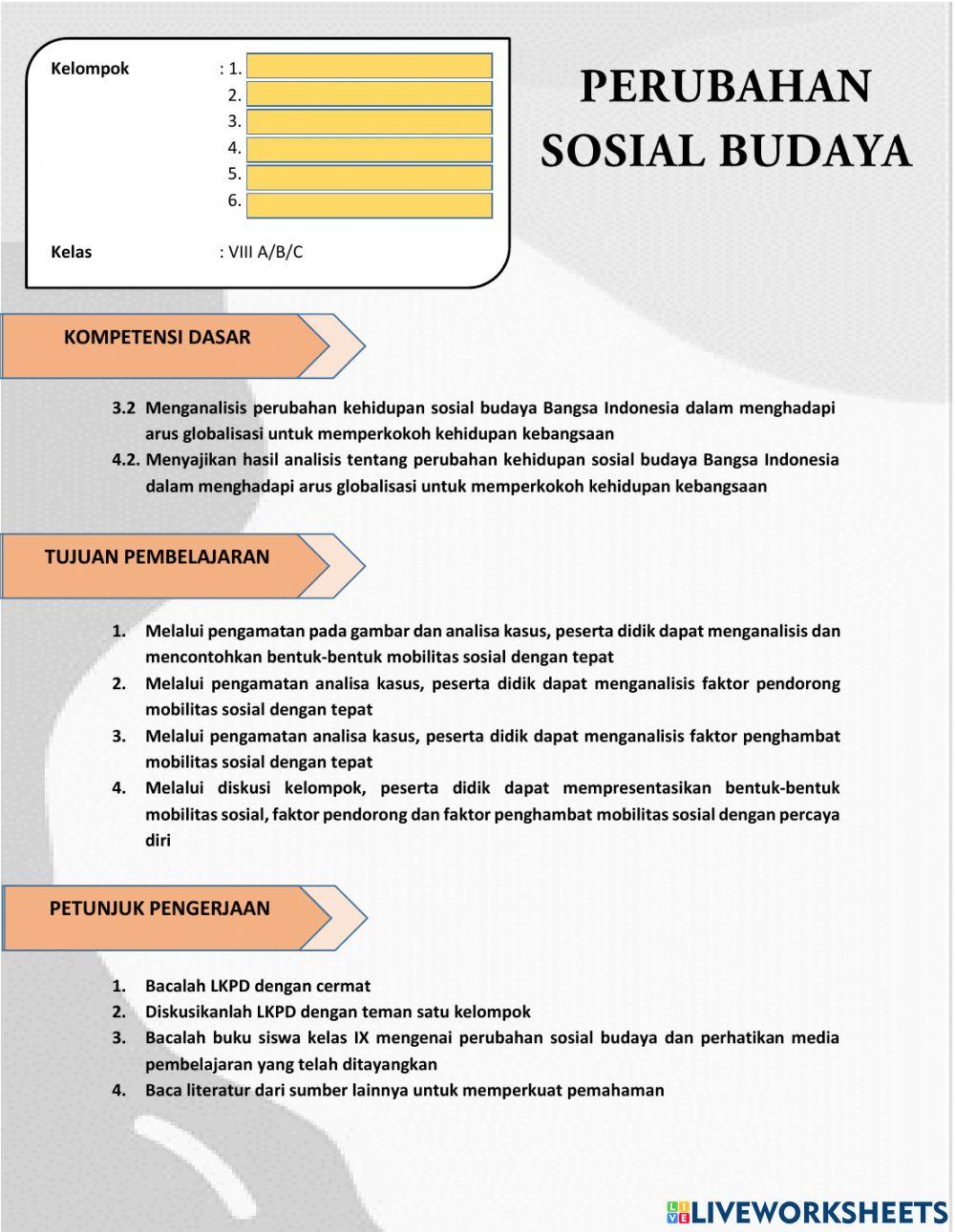 Perubahan Sosial Budaya