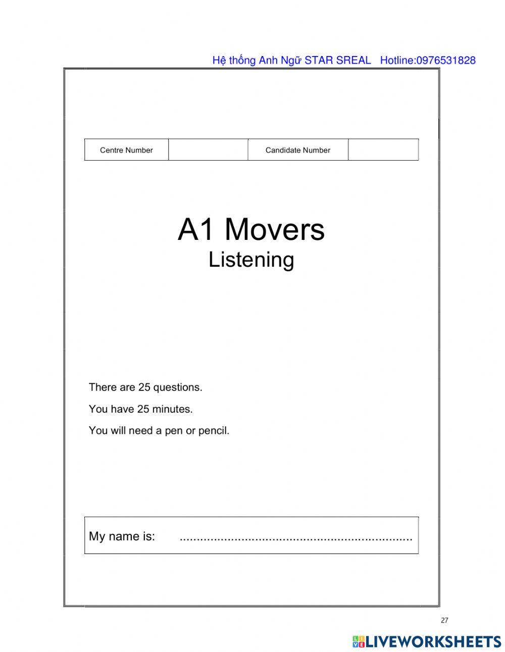 A1 Movers Listening part 5