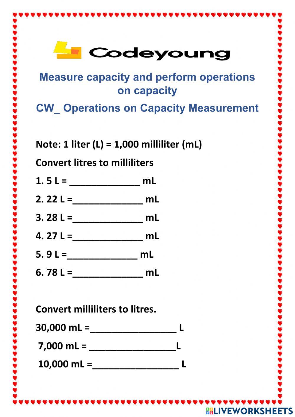 Operations on Capacity Measurement