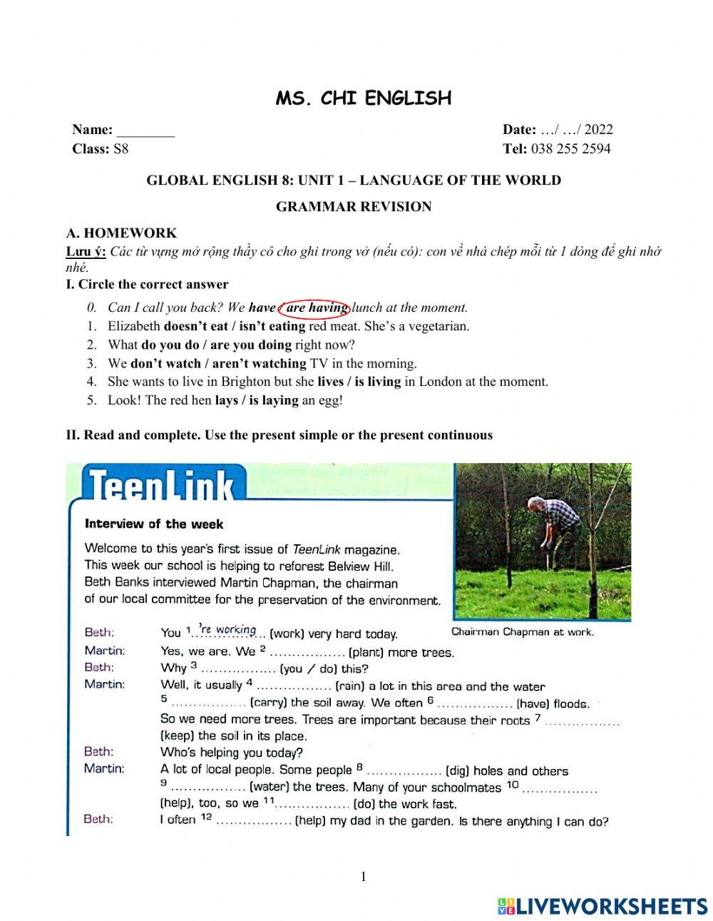 Viet teacher-S8-Week 7-U1-Grammar Revision