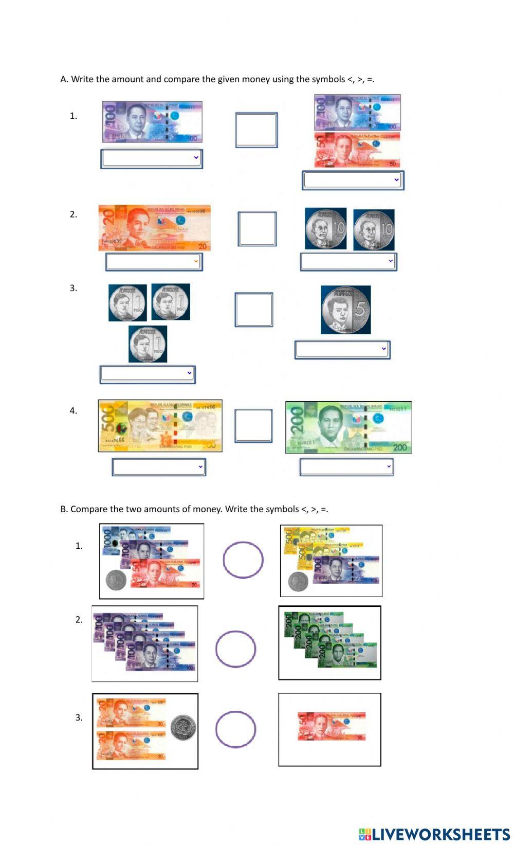 comparing-philippine-money-values-worksheet-live-worksheets