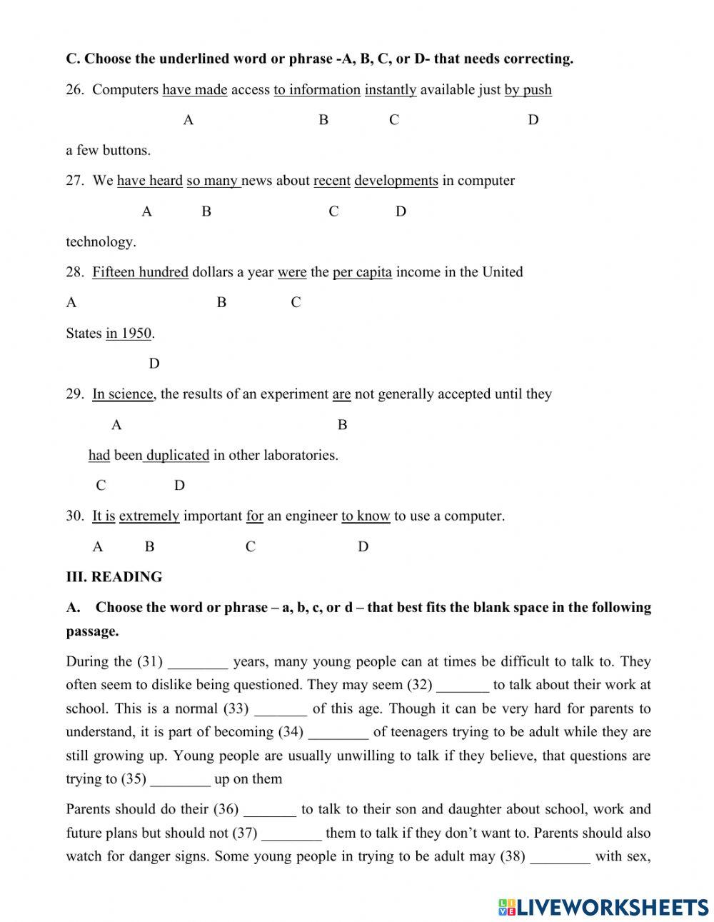 English 11-Unit 2-Test 1