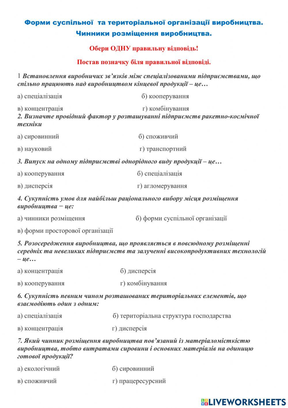 Форми організації виробництва