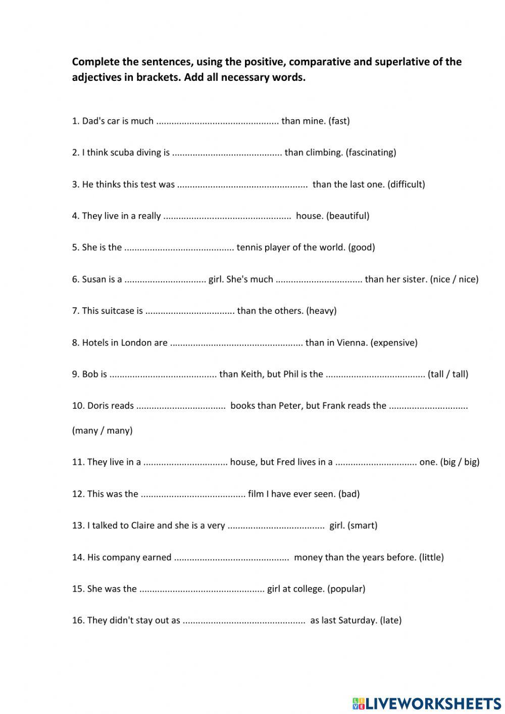 Comaprison of adjectives (8 form)