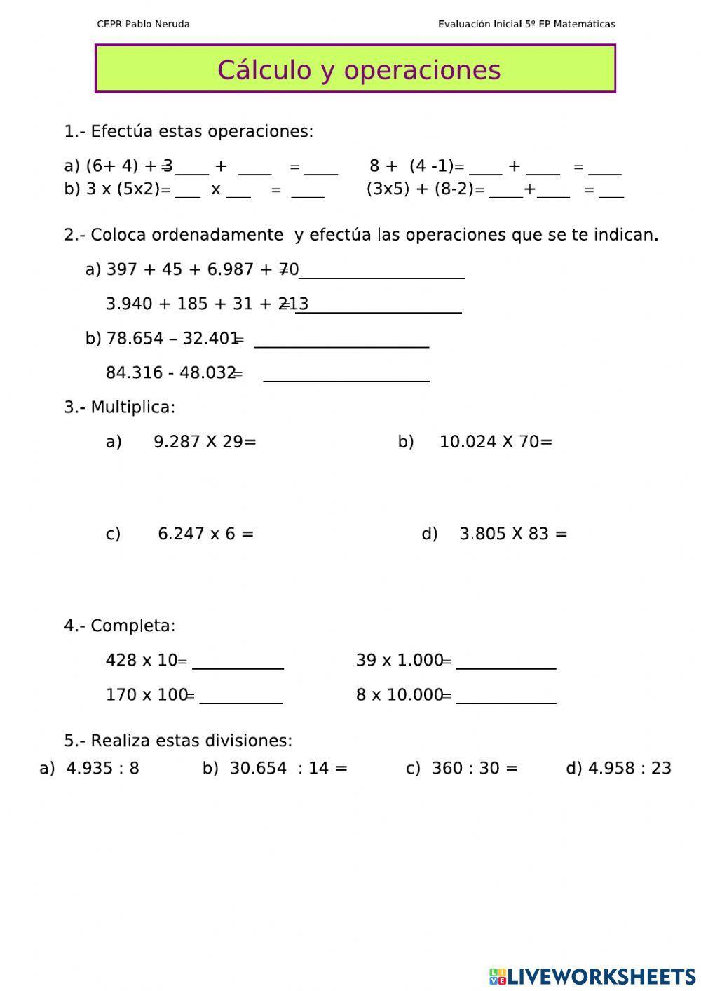 Operaciones y cálculo