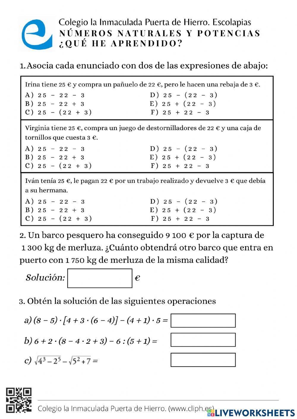 Números naturales y potencias