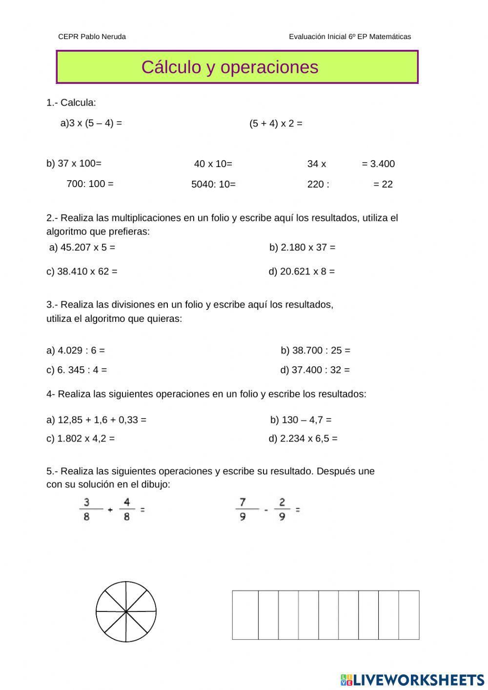 Cálculo y operaciones