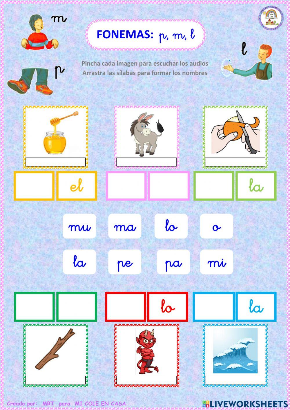 FONEMAS (p, m, l) minúscula