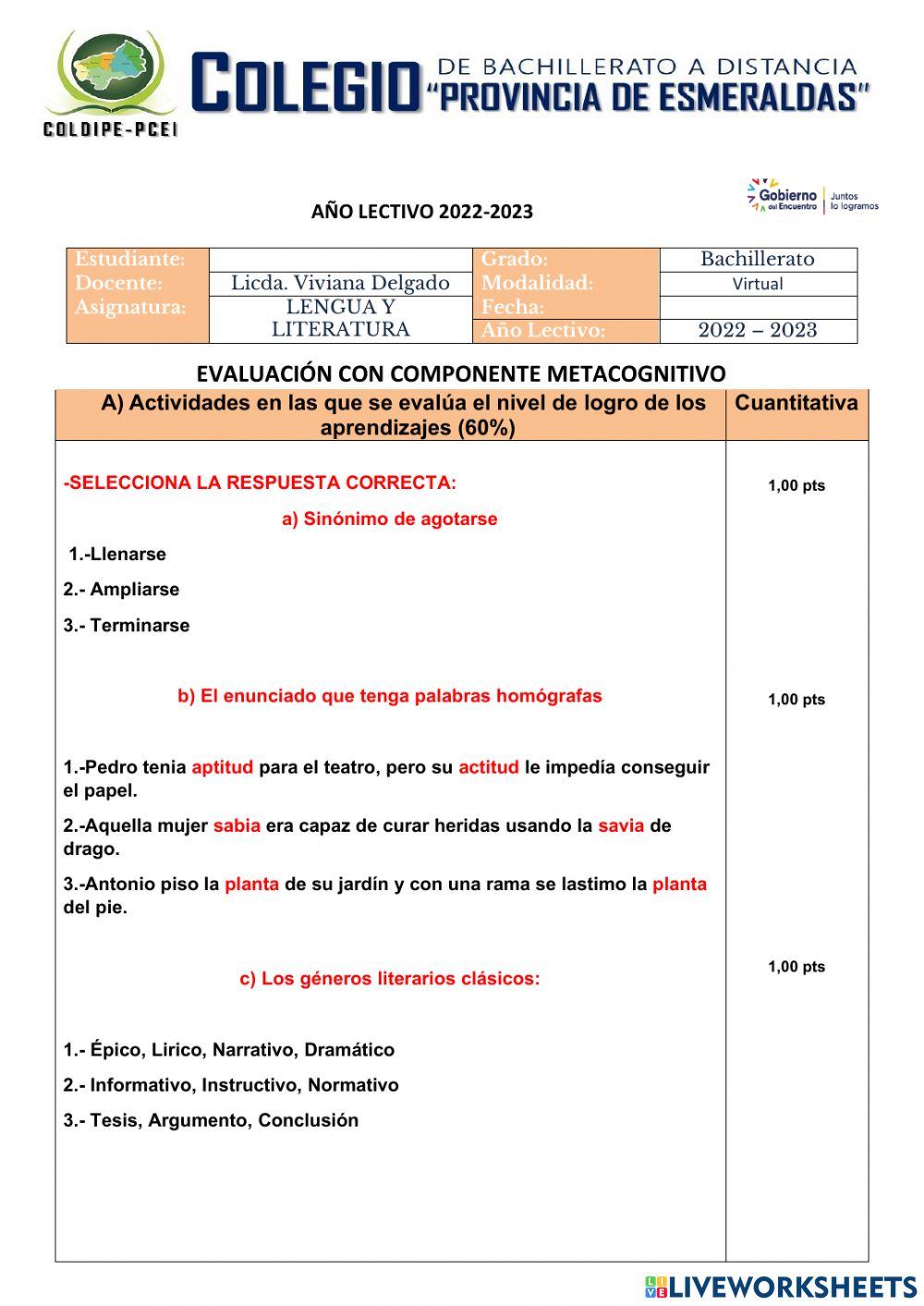 Evaluación de Literatura