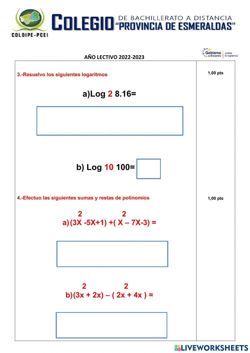 Evaluación Matemáticas