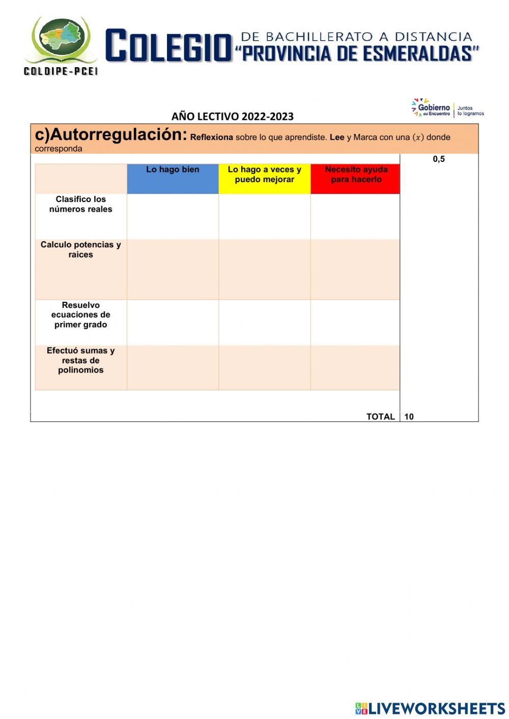 Evaluación Matemáticas