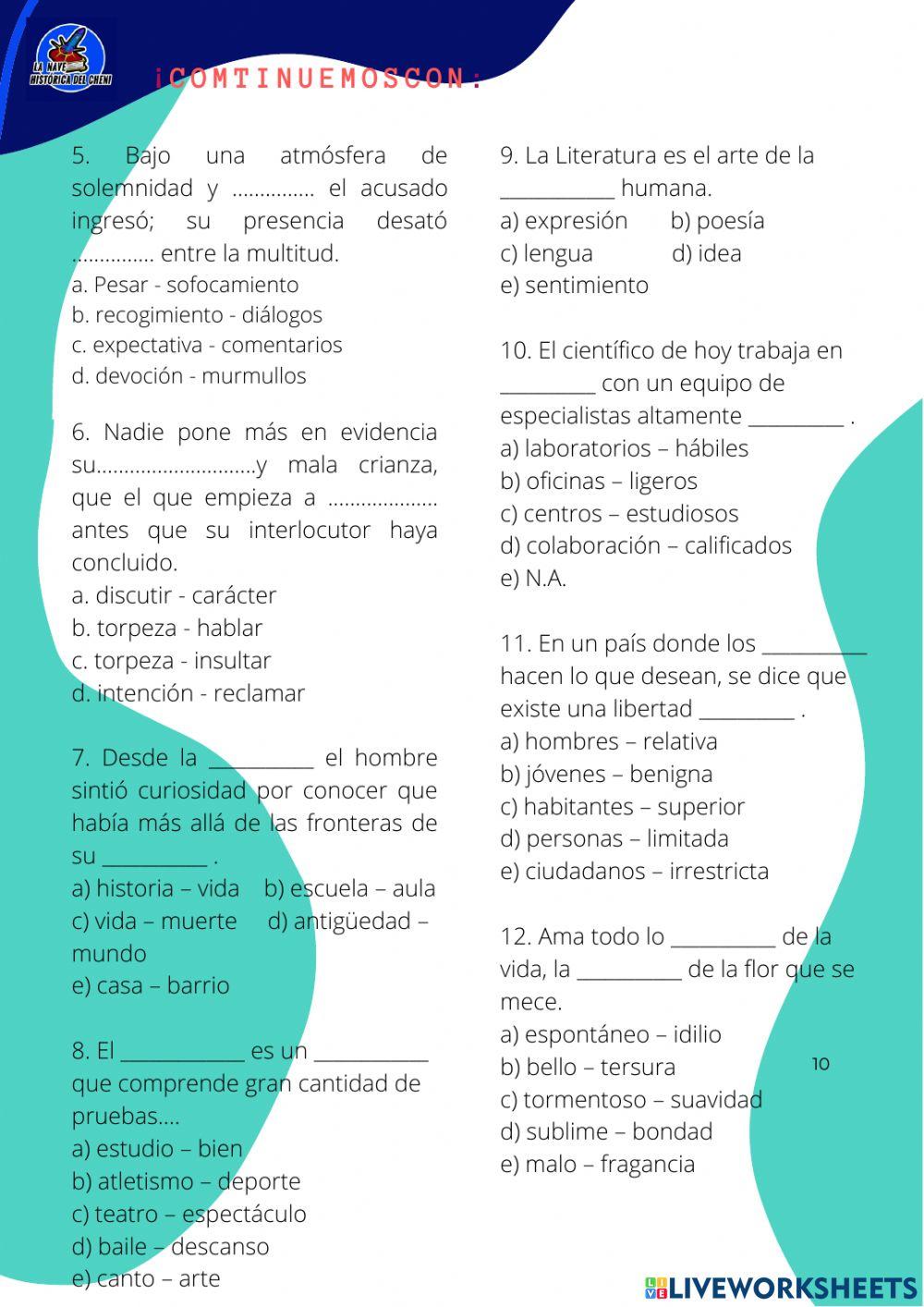 Oraciones incompletas