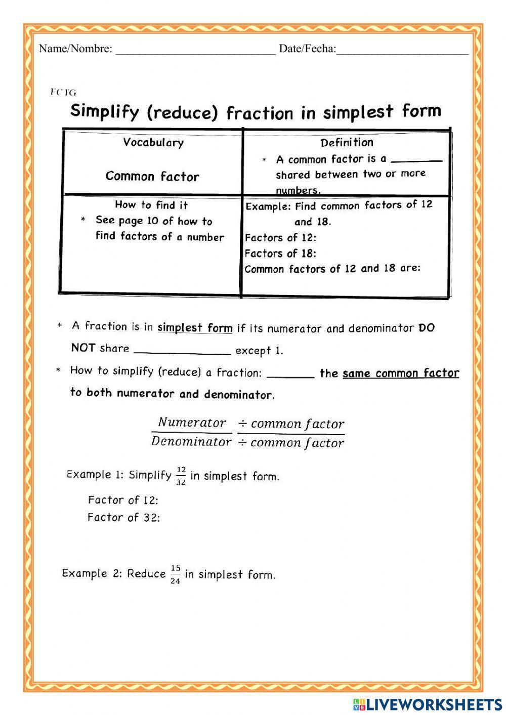 WCMFR Simplify Fraction