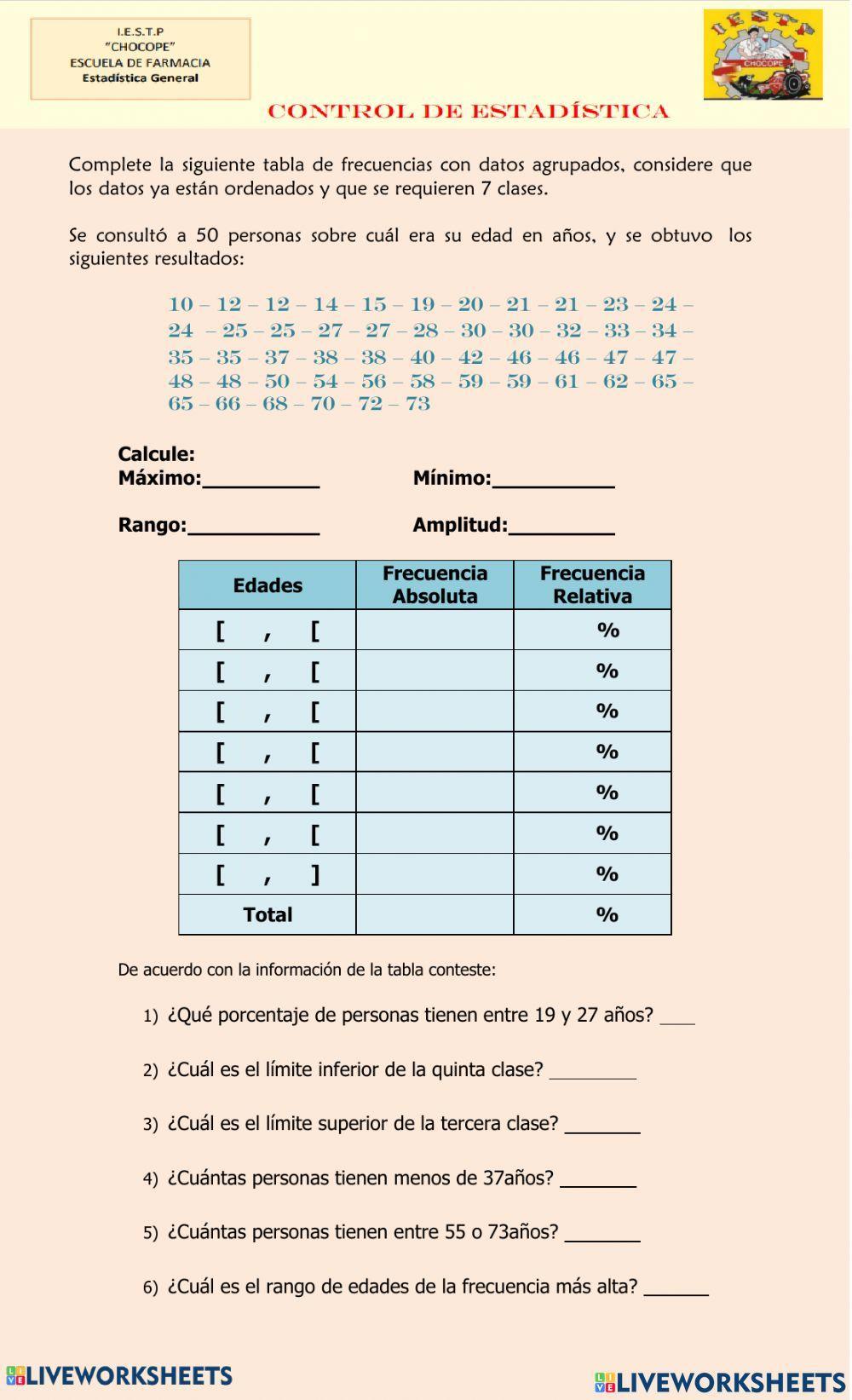 Control 2  de estadística