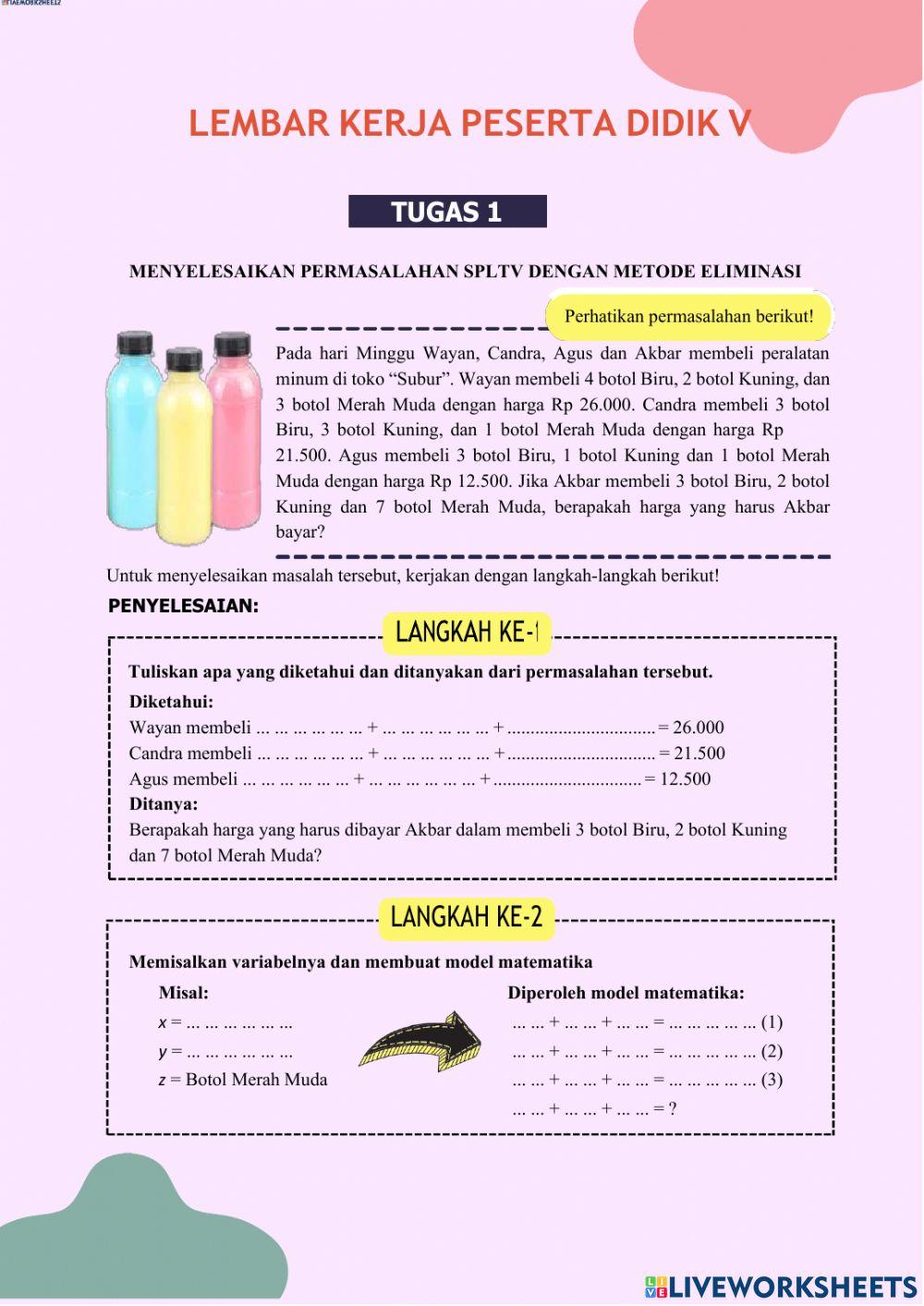 SPLTV metode eliminasi