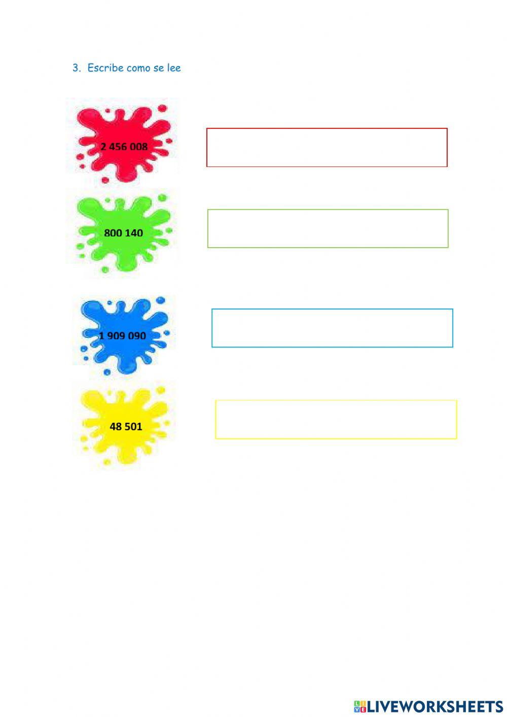 Lectura y escritura de números naturales