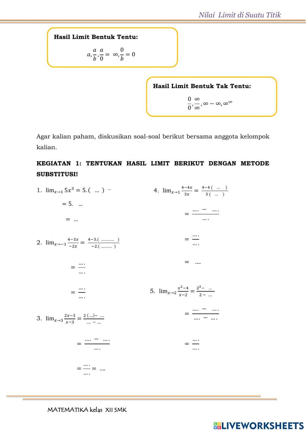 Limit fungsi aljabar
