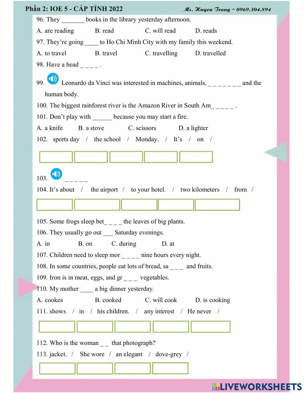 IOE 5 -  CẤP TỈNH 2022 (Phấn 2)