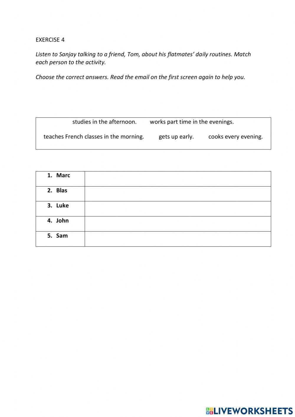 IE0, Unit 1, Listening and Speaking, Exercise 4