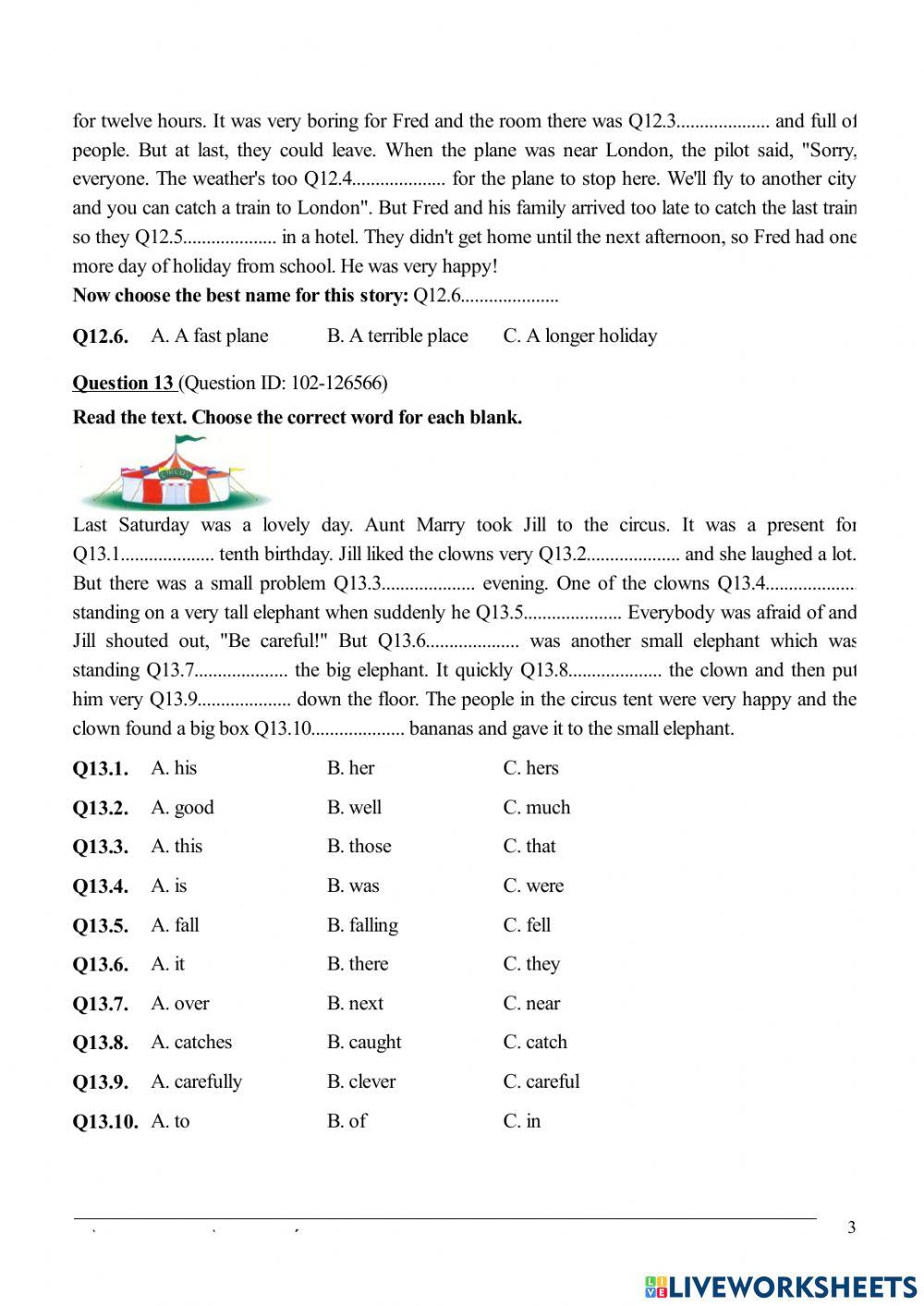 Flyers test 2 Reading P1-3