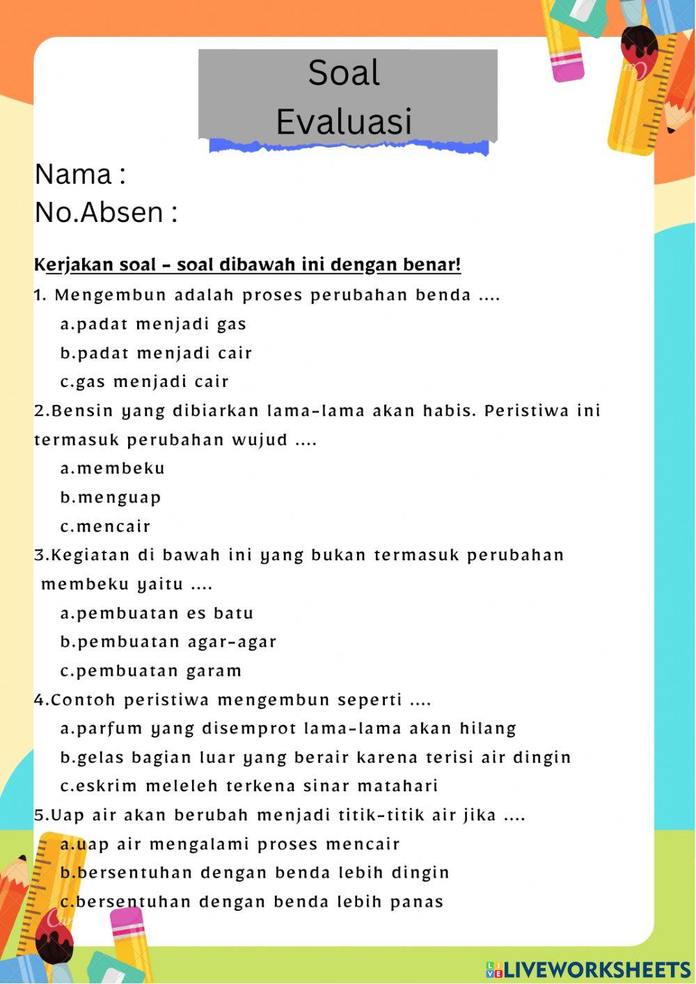 Soal Evaluasi Tema 3