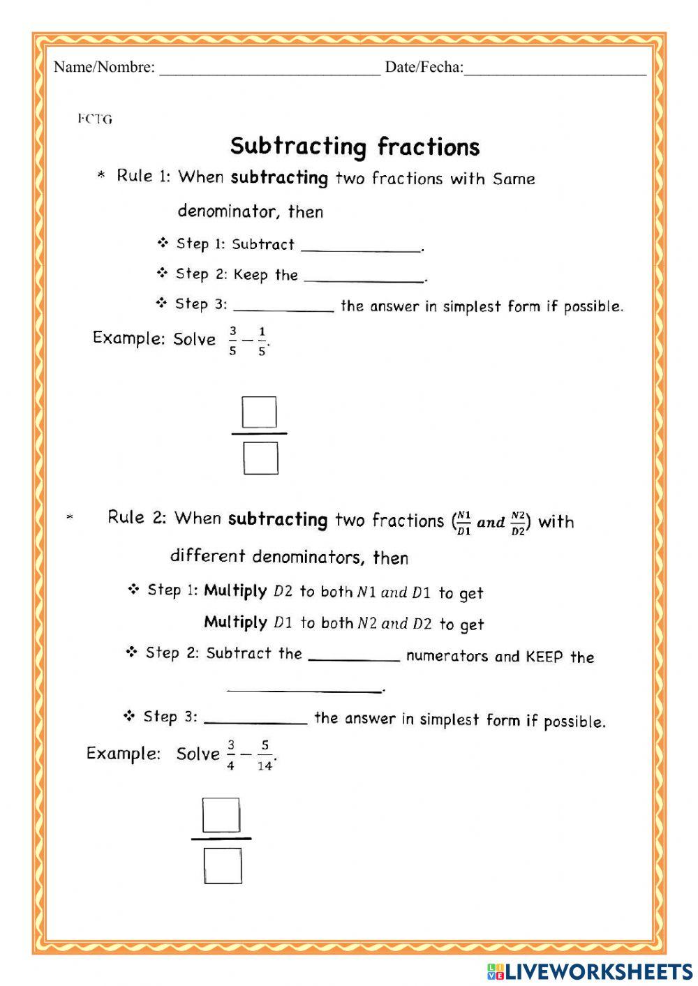 WCMFR Substracting Fractions