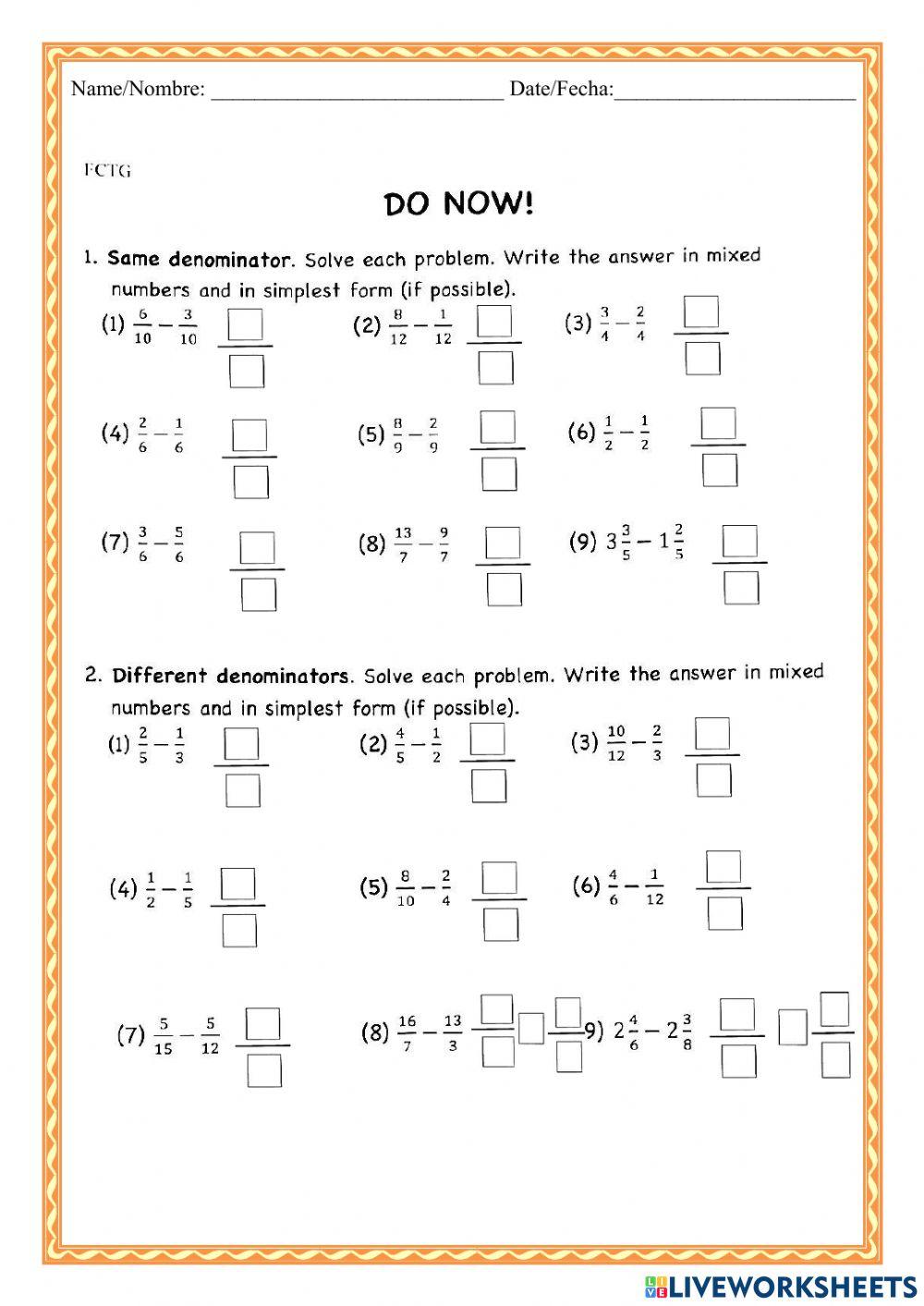 WCMFR Substracting Fractions