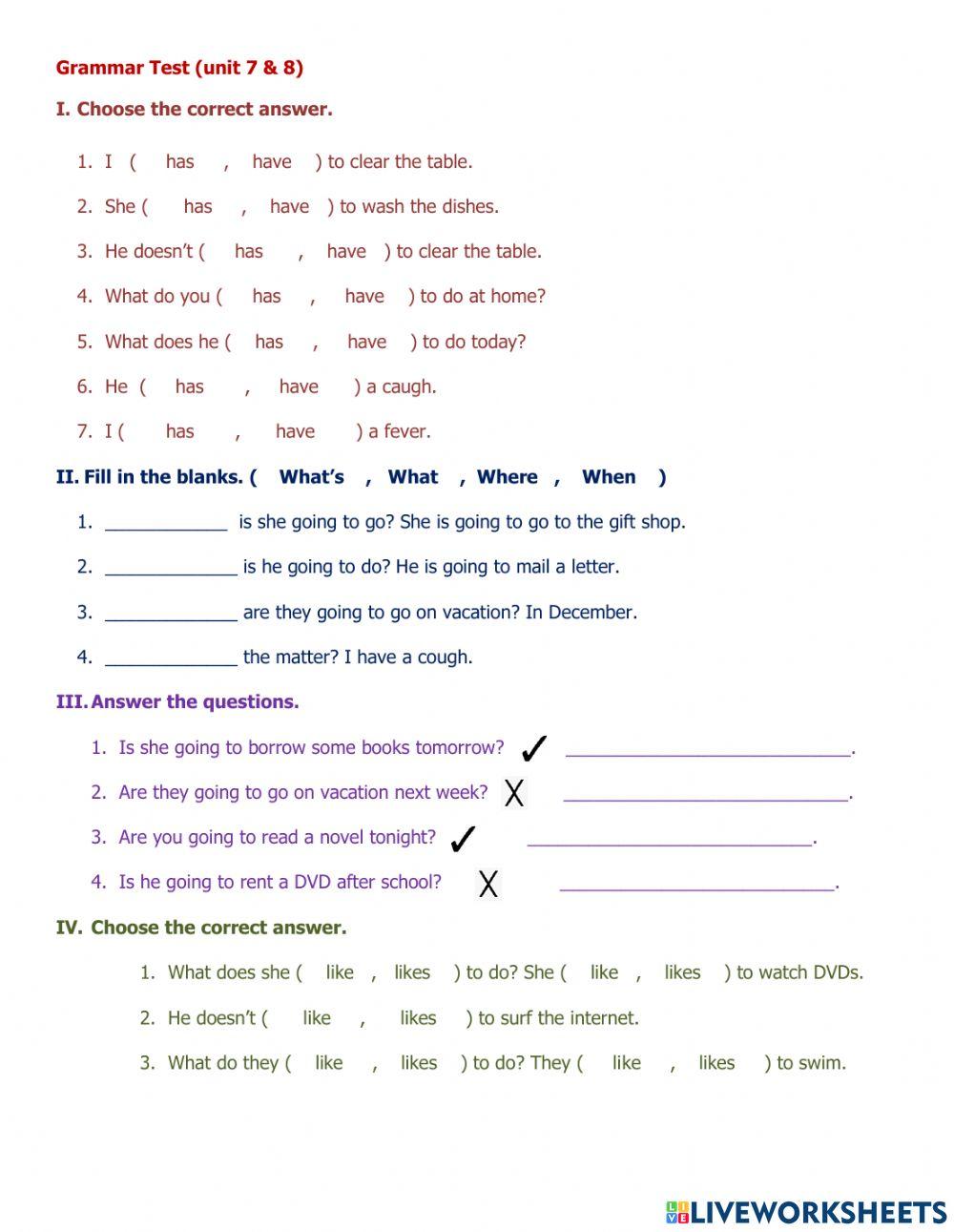 Leisure activities and chores