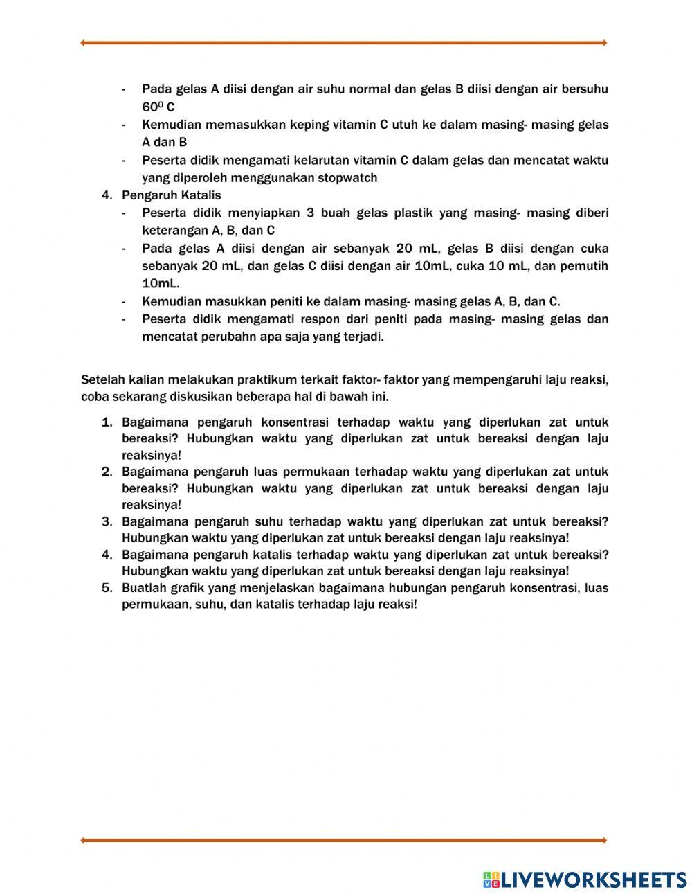 Faktor- faktor yang Mempengaruhi Laju Reaksi