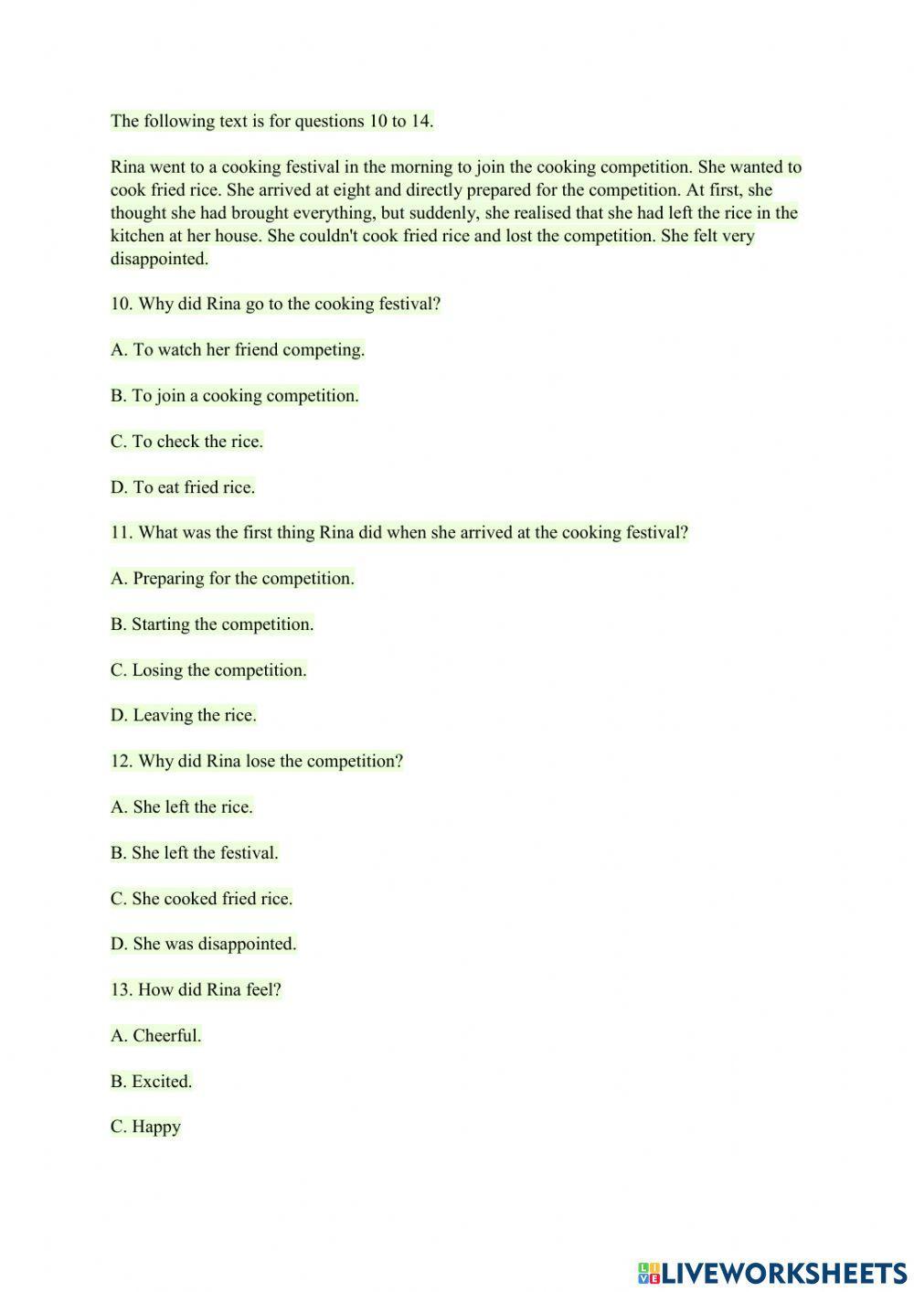 Ulangan Harian Bahasa Inggris unit 11