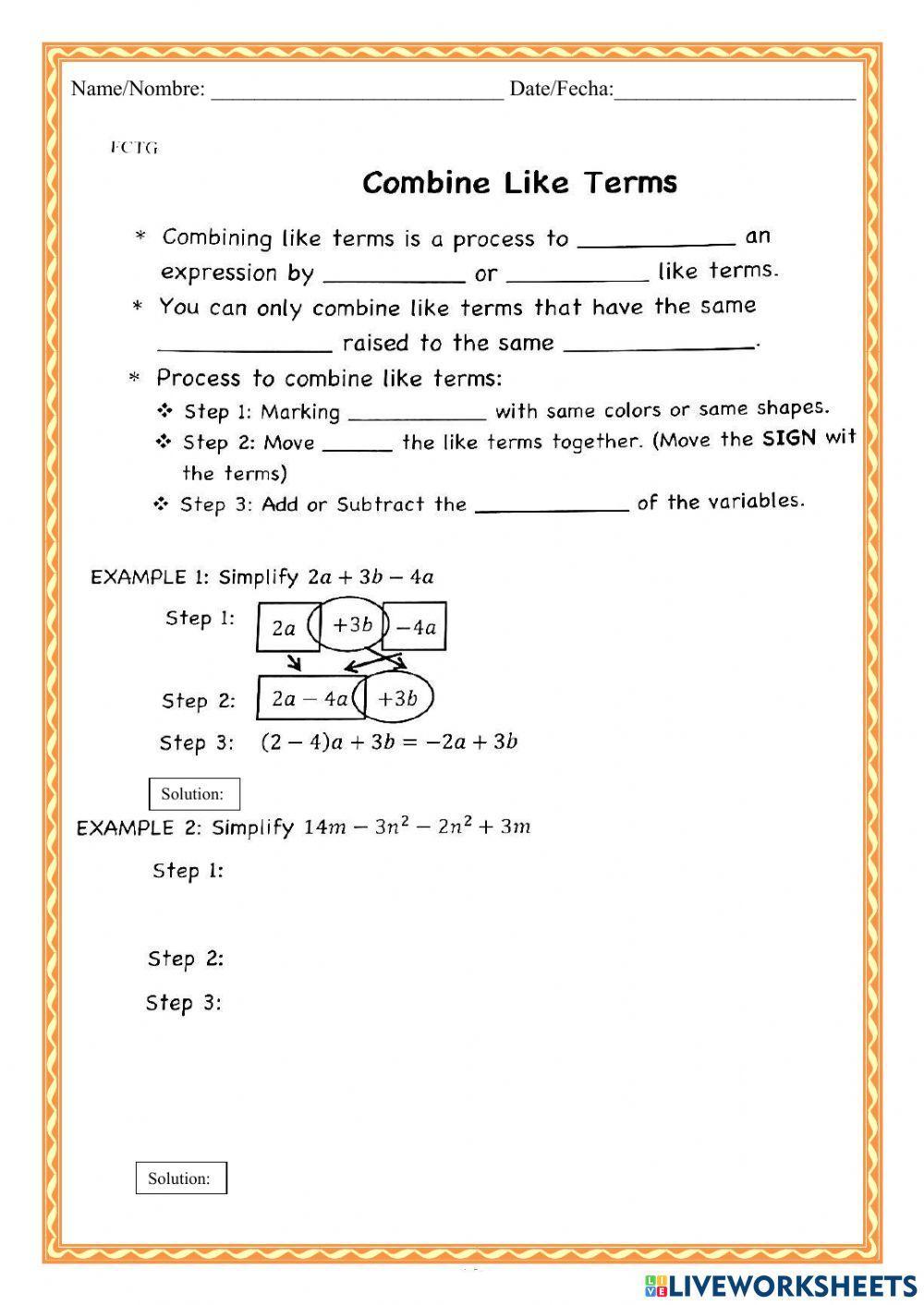 WCMFR Combine Like Terms
