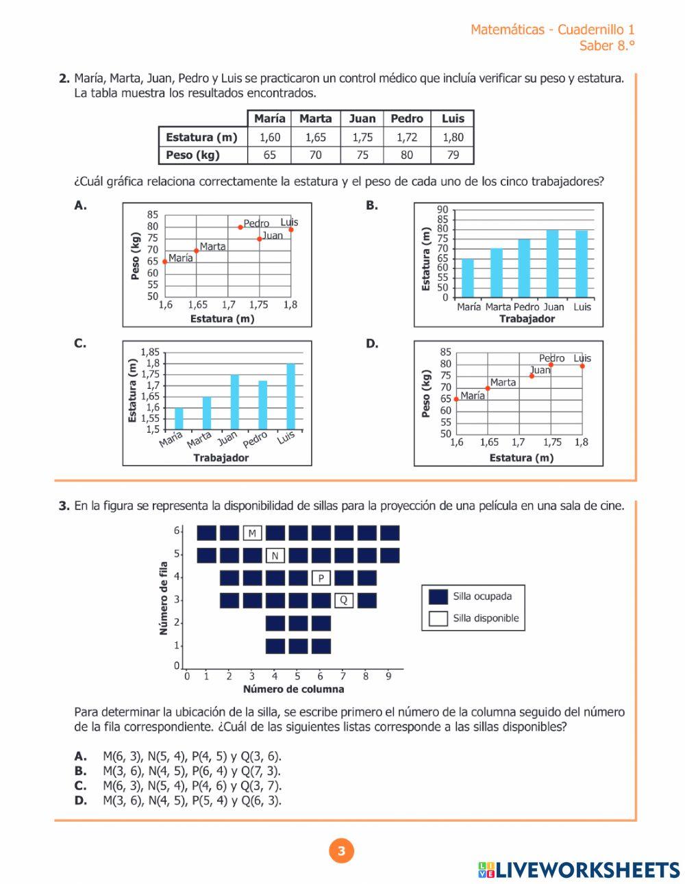 Prueba saber Matemáticas 8° 1-5