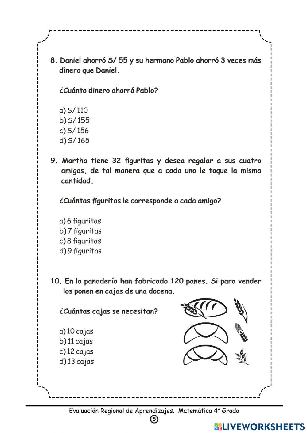 Eva diagnóstica - matemática