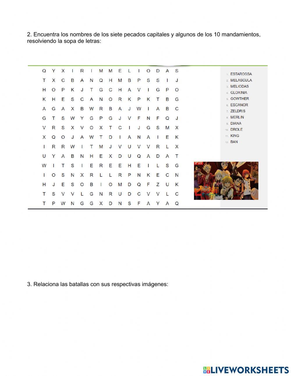 Ficha Interactiva - Los Siete Pecados Capitales