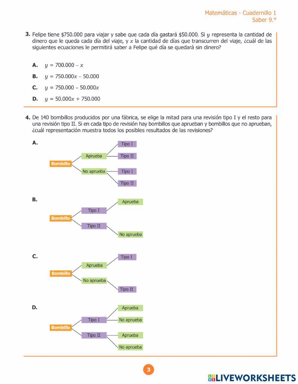 Prueba saber Matemáticas 9° 1-6