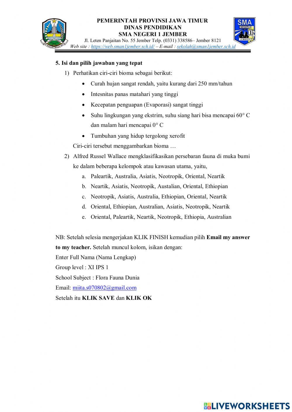 LKPD Persebaran Flora Fauna Dunia