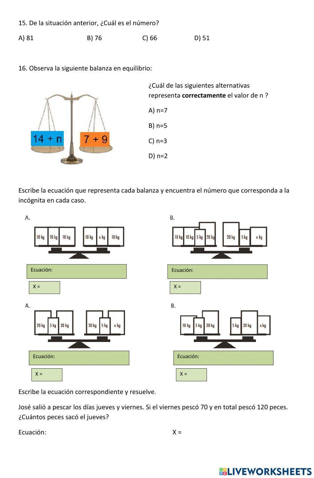 Evaluación de Álgebra