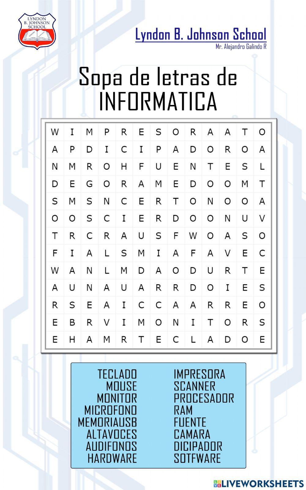 SOPA DE LETRAS INFORMATICA