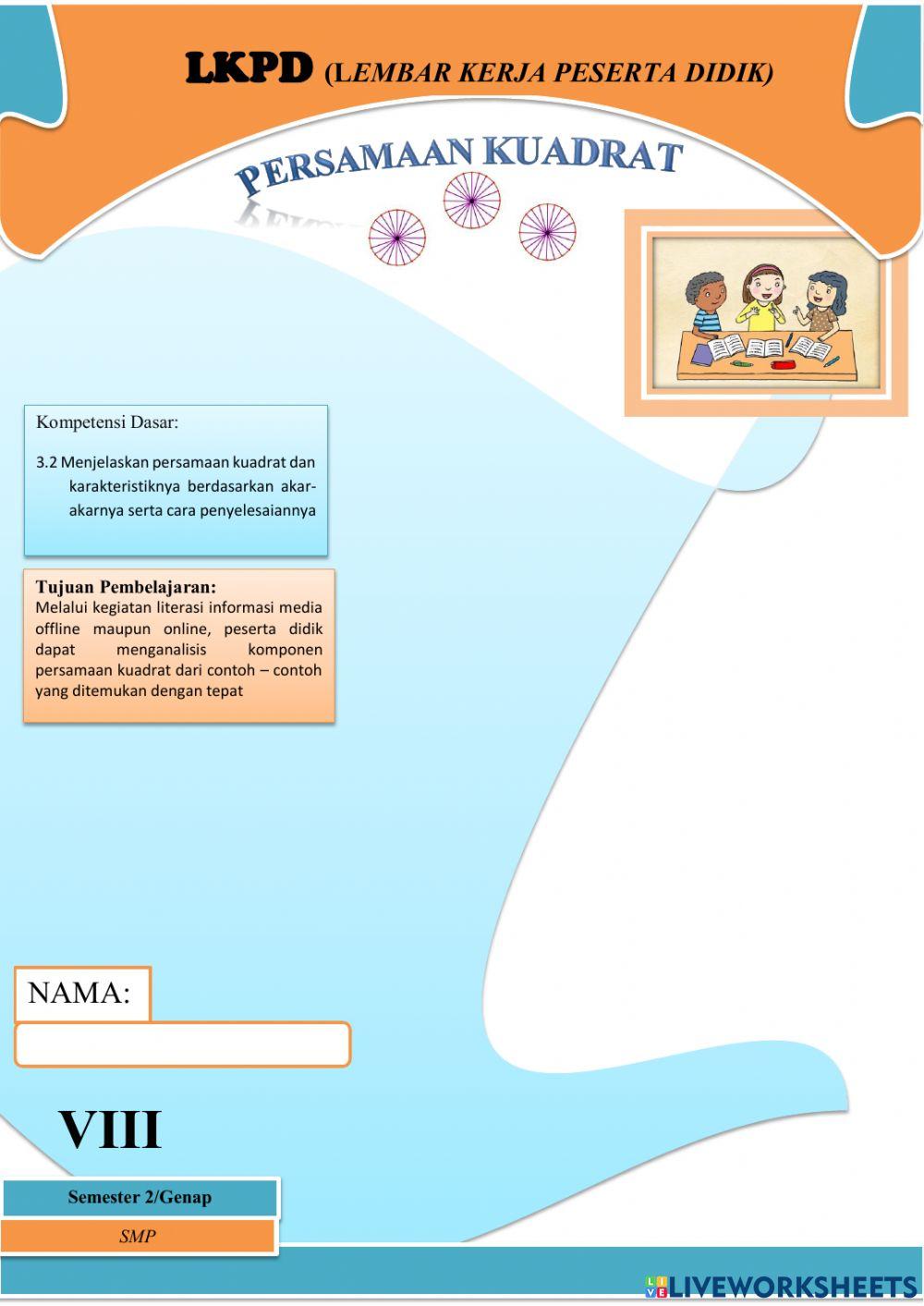LKPD persamaan kuadrat