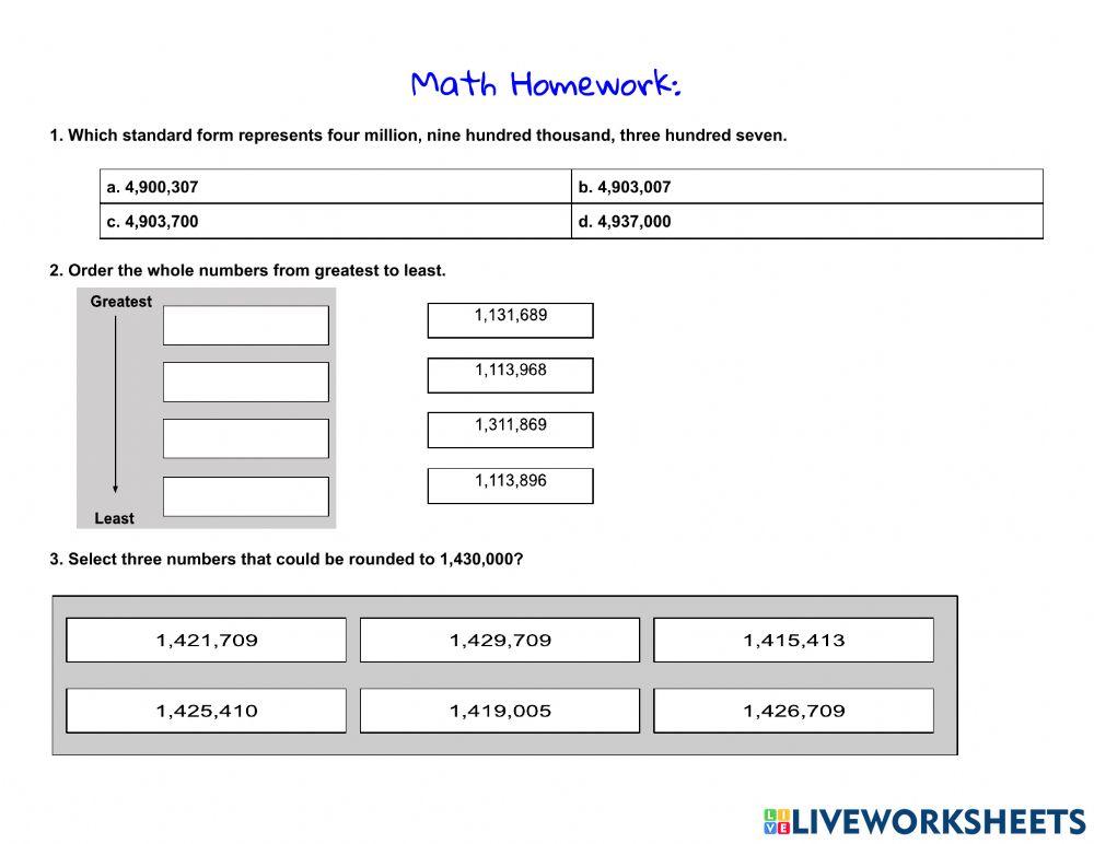 Homework Week 5 Thursday worksheet | Live Worksheets