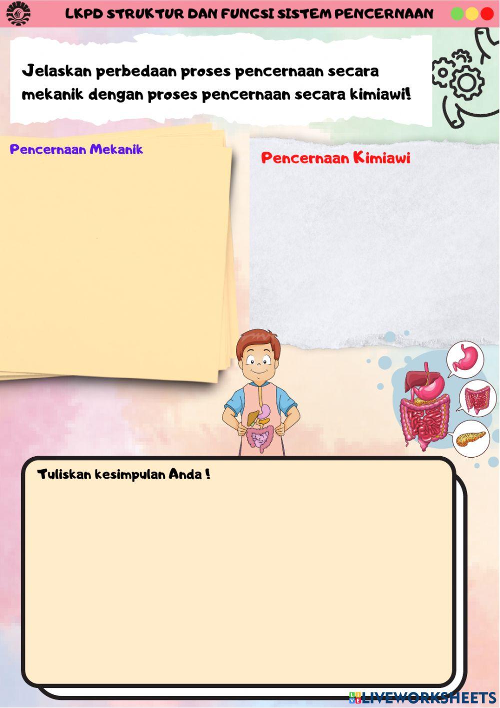 LKPD Struktur dan Fungsi Sistem Pencernaan Manusia