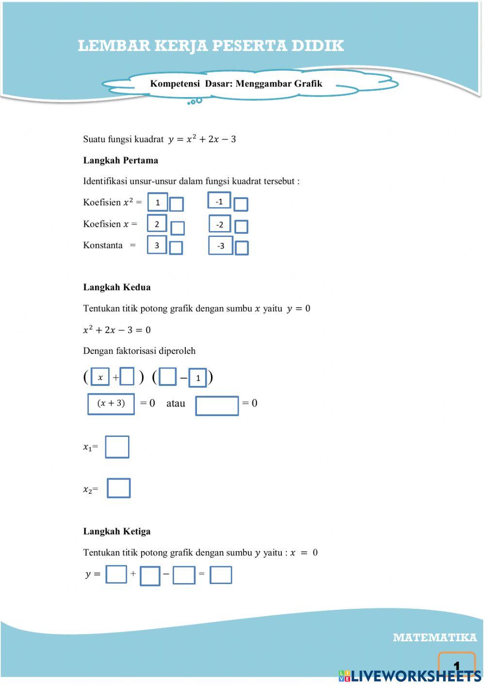 Lkpd  persamaan kuadrat