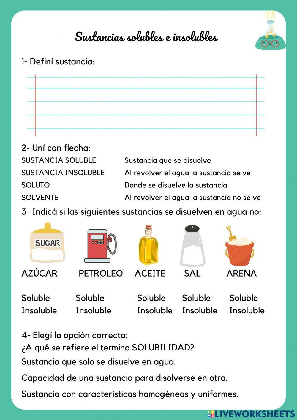Sustancias solubles e insolubles
