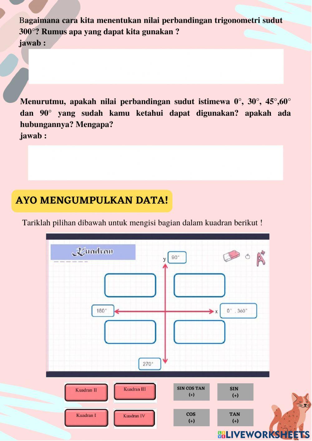 Trigonometri sudut di berbagai kuadran